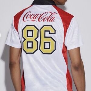 Retro Coca Cola x Forever 21 Soccer Jersey Athletic White Short Sleeve Men’s